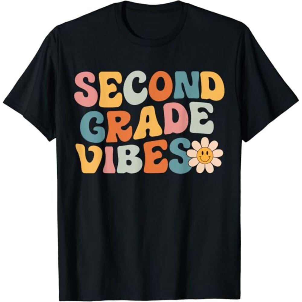 Second Grade Vibes - 2nd Grade Team Retro 1st Day of School T-Shirt SZ @XL:NWOT